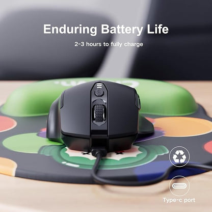 Wireless Mouse, Upgraded 2.4GHz Rechargeable Ergonomic Computer Mouse, 4 Levels