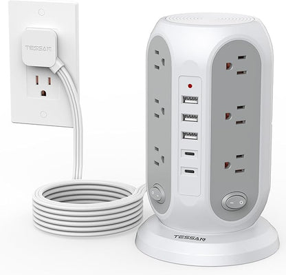 TESSAN Tower Power Strip with Individual Switches, Surge Protector with 12
