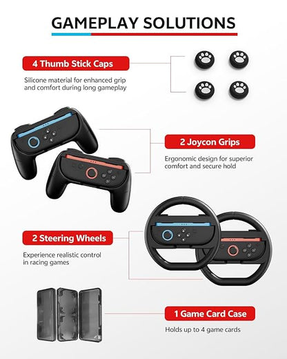 Switch 2 Accessories Bundle for Nintendo, 16-in-1 Game Kit: Carrying Case