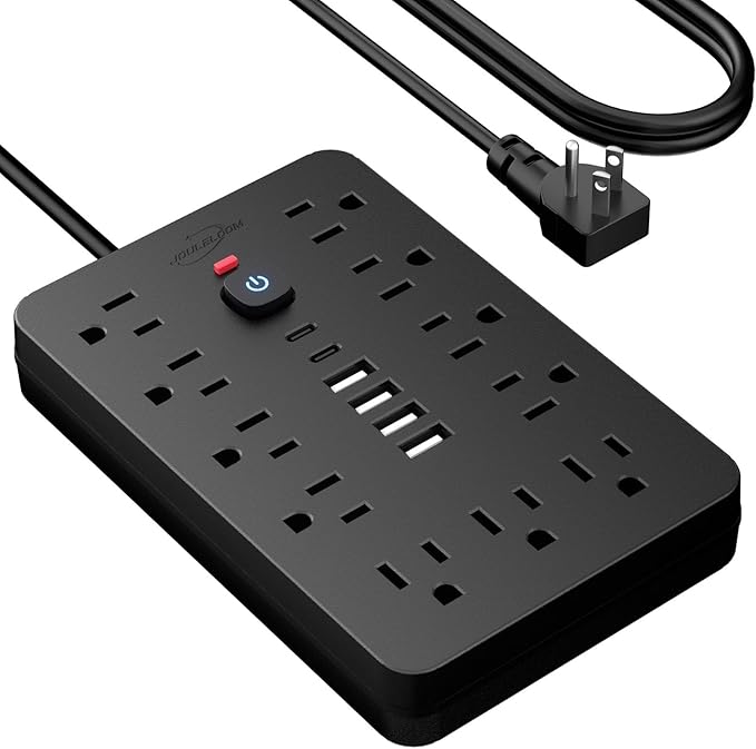 20 FT Flat Plug Surge Protector Power Strip, 11 Multiple AC Outlets