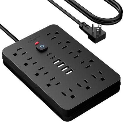 20 FT Flat Plug Surge Protector Power Strip, 11 Multiple AC Outlets