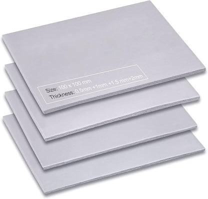 Aairhut 4 Pack 13 W/m.K Thermal Pads, 100 x 100 mm 0.5 mm+1 mm+1.5 mm+2 mm
