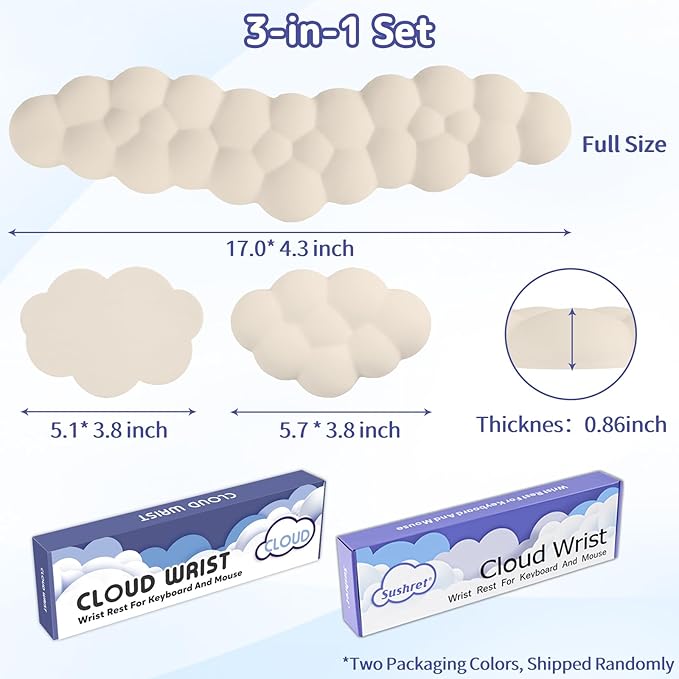 Cloud Wrist Rest for Keyboard and Mouse, Memory Foam PU Leather Keyboard Wrist
