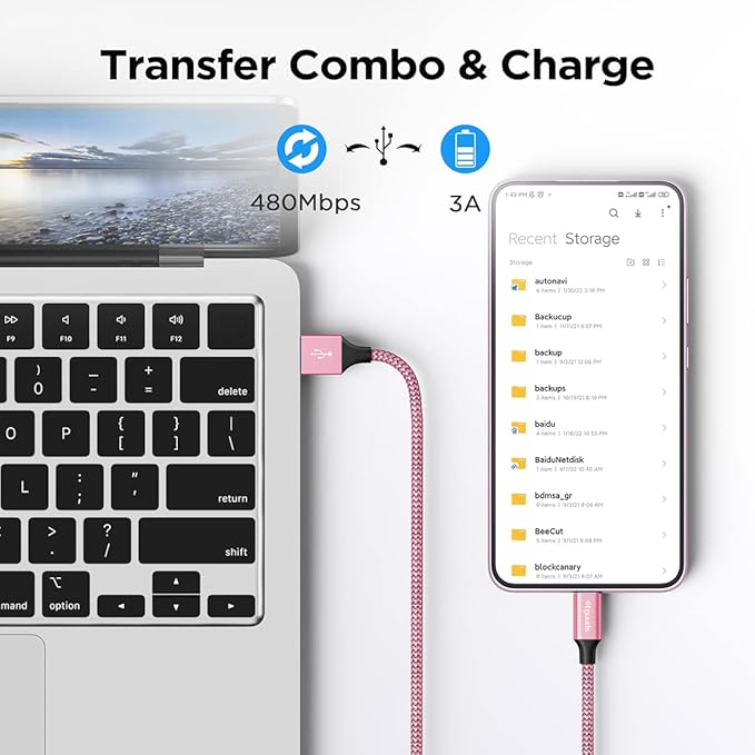 etguuds 6.6ft USB A to USB C Cable 3A Fast Charging,