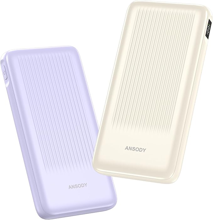 2-Pack 10000mAh Power Bank Fast Charging, 22.5W Compact USB C Portable Charger