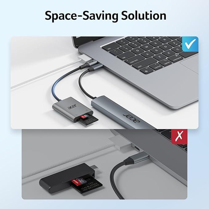Acer SD Card Reader USB C, Dual Slots Type C to Memory Card Reader, Aluminum