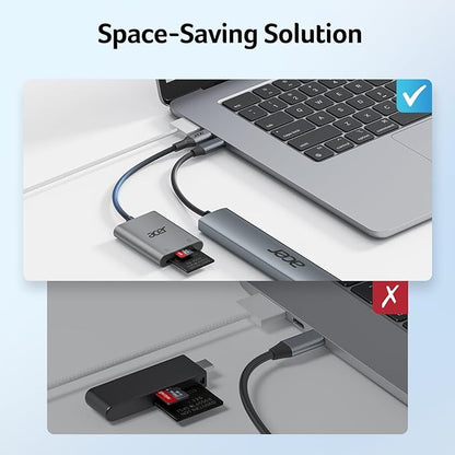 Acer SD Card Reader USB C, Dual Slots Type C to Memory Card Reader, Aluminum