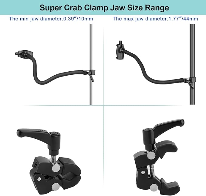 Gooseneck Phone Holder for Mic Stand/Music Stand/Stroller/Treadmill/Spin