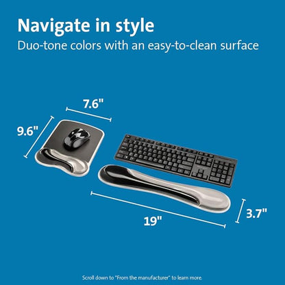 Kensington Mousepad and Wrist Rest, 11-2/5"Wx17-7/10"Lx1-7/10"H, GY Each