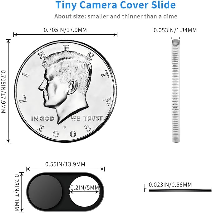 Metal Webcam Cover Slide, 0.022in Camera Cover