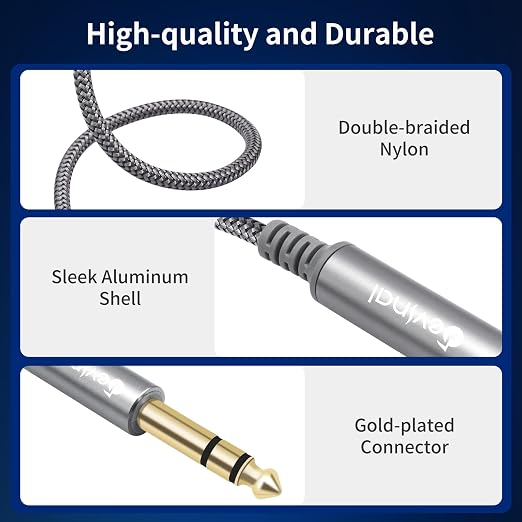Devinal 1/4 inch Headphone Extension Cable, 6.35mm TRS Male to Female Stereo