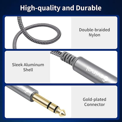 Devinal 1/4 inch Headphone Extension Cable, 6.35mm TRS Male to Female Stereo