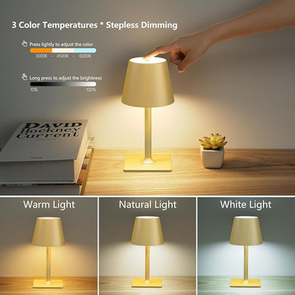 2 Pack Rechargeable Table Lamps, Outdoor Table Lights, Waterproof, Portable