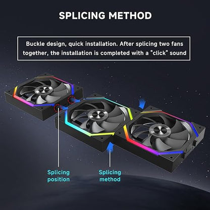 Jungle Leopard Galaxy 120mm PC Case Fan, ARGB and PWM Cooling Fans PC, Axle