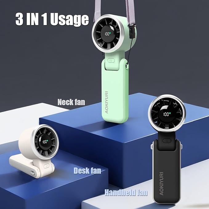 Foldable Handheld Fan | 5-Speed Turbo Blast | 16-Hour Runtime | Type-C Fast