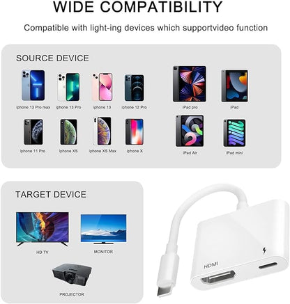 Apple MFi Certified Lightning to HDMI Digital AV Adapter 1080P HD Video HDMI