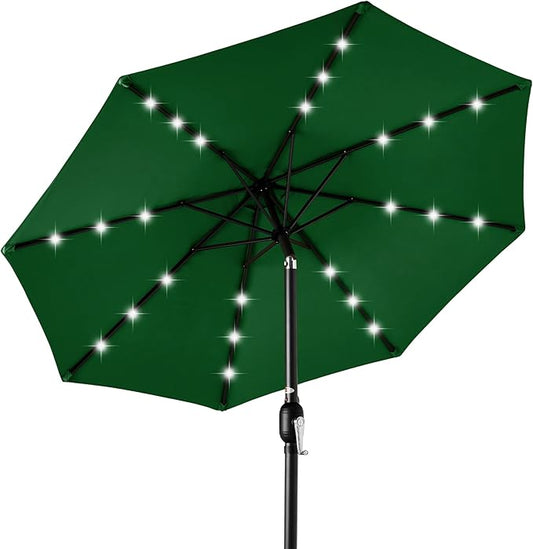 Best Choice Products 10ft Solar Polyester LED Lighted Patio Umbrella w/Tilt Adjustment and UV-Resistant Fabric