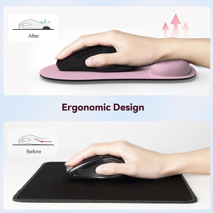 TECKNET 2 Pack Mouse Pad with Wrist Support, Ergonomic Gaming Mouse Pad Pain