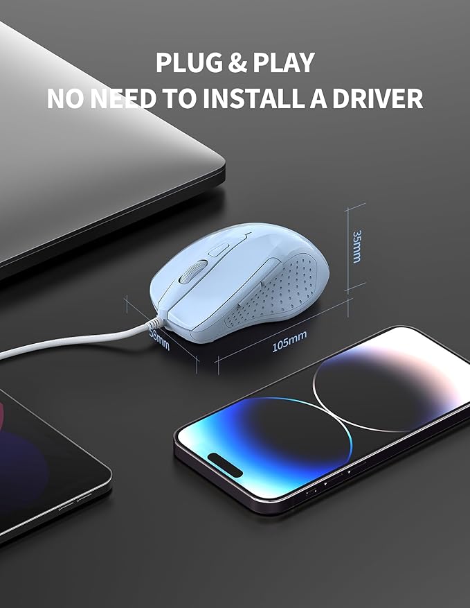 TECKNET Wired Mouse, 6-Button Corded