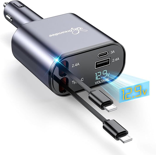 Retractable Car Charger, Super Fast USB Car iPhone Charger, Gifts