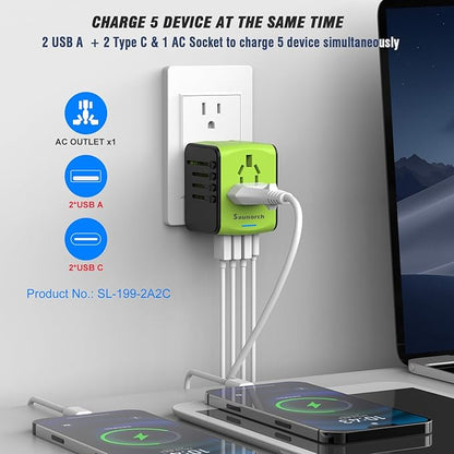 Travel Adapter Worldwide, Universal International Power Plug Adapter W/2.4A