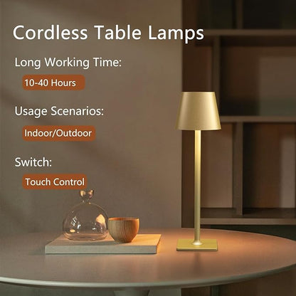 2 Pack Rechargeable Table Lamps, Outdoor Table Lights, Waterproof, Portable