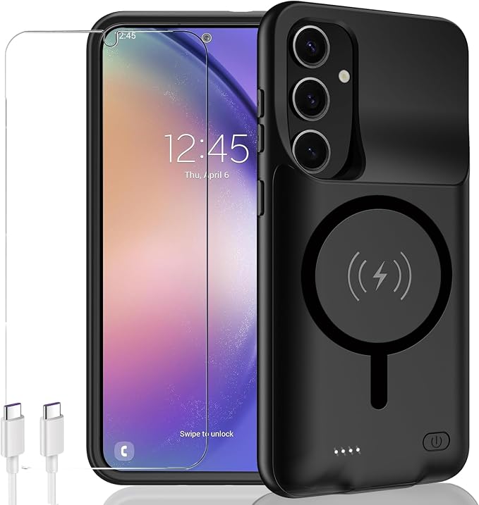 Battery Case for Galaxy A54, EnhancedUltra Thin Portable Protective Qi Wireless