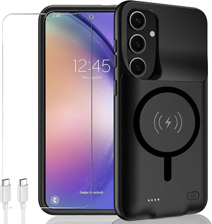 Battery Case for Galaxy A54, EnhancedUltra Thin Portable Protective Qi Wireless