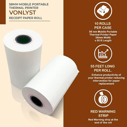 Receipt Paper Roll for 58mm Mobile Portable Thermal Printer