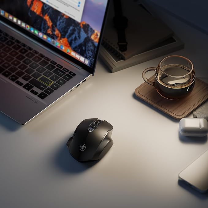 Wireless Mouse, Upgraded 2.4GHz Rechargeable Ergonomic Computer Mouse, 4 Levels