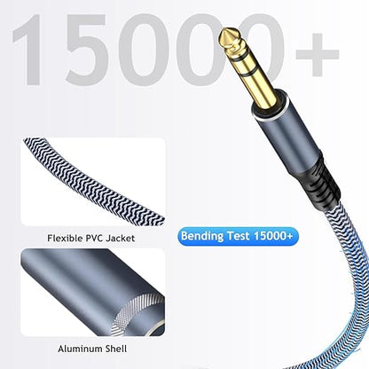 1/4" Male to Female Stereo Headphone Guitar Cable - 20ft Quarter Inch Extension