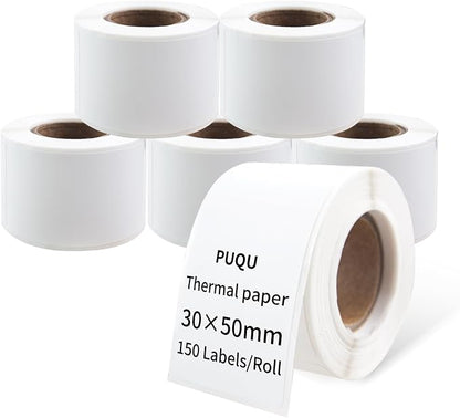 PUQU 30x50mm Direct Thermal Sticker Labels, Self-Adhesive All-Purpose Label