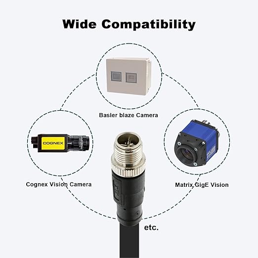 Alvin's Cables M12 X Coded 8 Pin Male to RJ45 Shielded Ethernet Cable M12 8