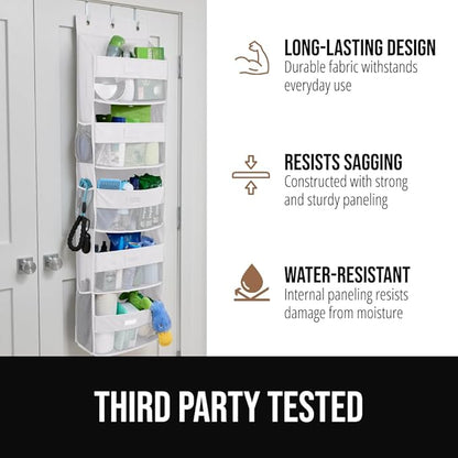 GORILLA GRIP Over The Door Organizer Storage, 5 Deep Hanging Shelves, Holds