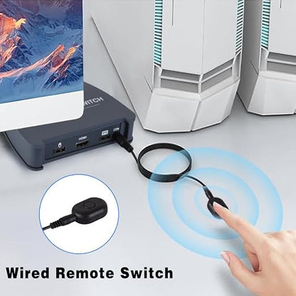 HDMI KVM Switch 1 Monitor 2 Computers, 4K@60Hz KVM Switcher