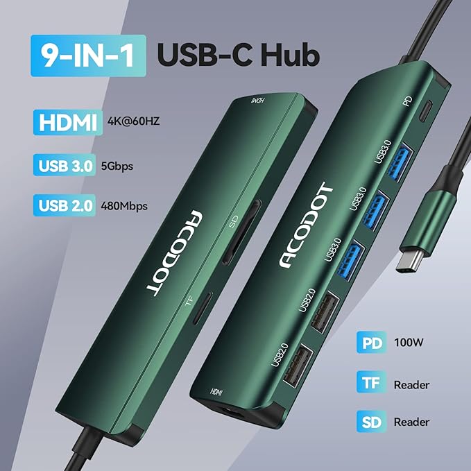 Acodot 9 in 1 USB C Hub