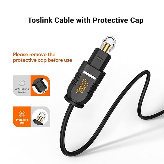 CableCreation Optical Digital Audio Cable 15FT 2-Pack, Thin Fiber Optic Toslink