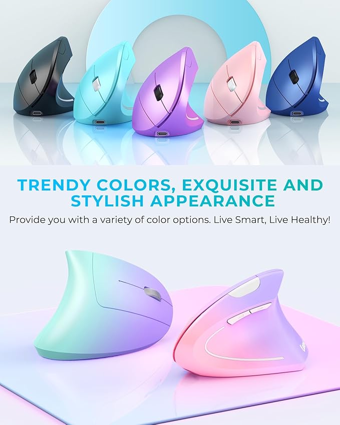 Lekvey Ergonomic Mouse, Vertical Wireless Mouse, Rechargeable 2.4G Optical