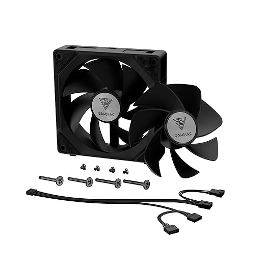 GAMDIAS 120mm ARGB PWM Case Fan, 2 Blades in 1 Fan Pack, Sync