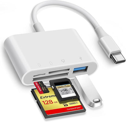 SD Card Reader, USB C to Micro SD/TF/CF Memory Card Reader, 4 in 1 USB Type C