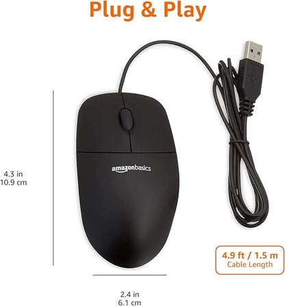 Amazon Basics 3-Button USB Wired Mouse