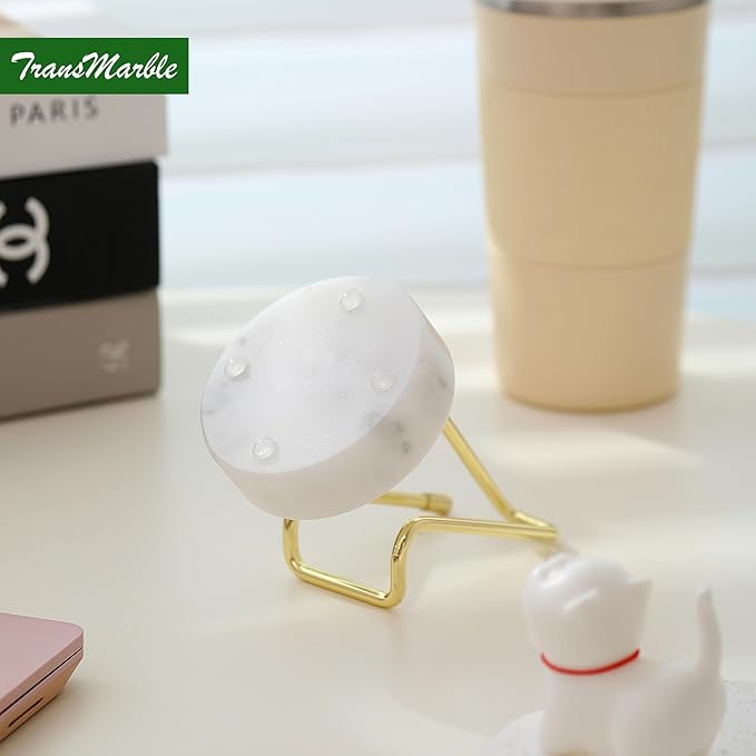 Marble Phone Stand with Metal Holder, Charging Available While Using, Swipe Up
