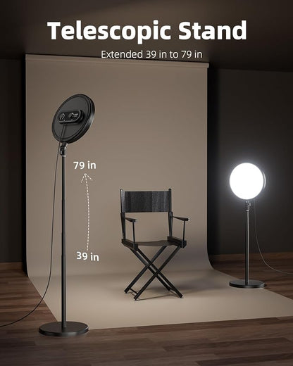 TODI Large Ring Light with 79" Stand, 6500K Full-Screen Selfie Light Ring with