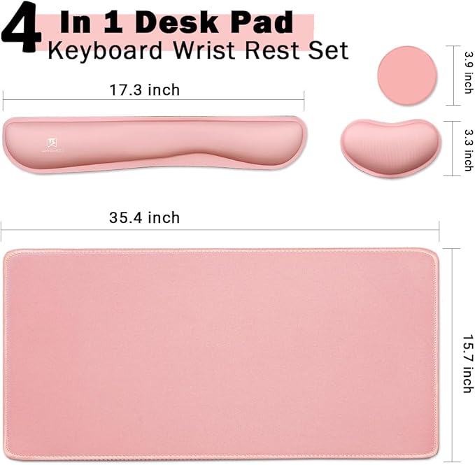 4-in-1 Large Gaming Mouse Pad, Keyboard Wrist Rest Pad & Wrist Support Mousepad