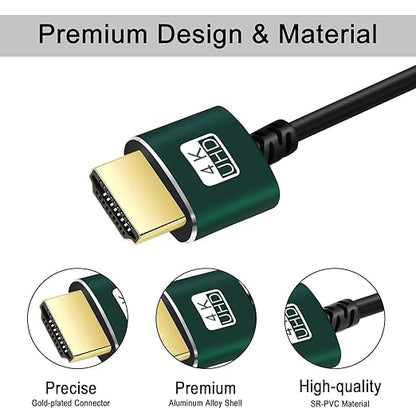 Slim HDMI Cable 30FT, Ultra Soft & Thin HDMI to HDMI Cord, Extreme Flexible &