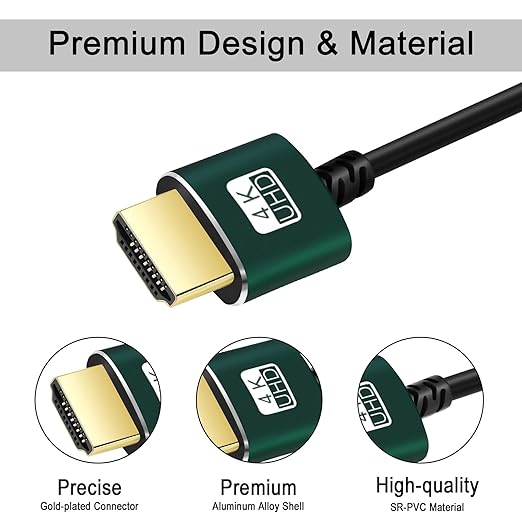 Slim HDMI Cables 25FT, Ultra Soft & Thin HDMI to HDMI Cord, Extreme Flexible &