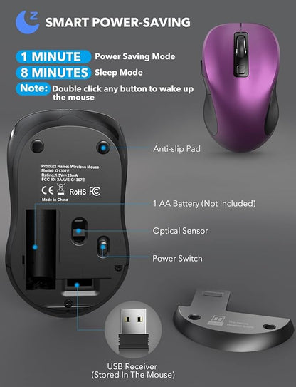 Trueque Wireless Mouse for Laptop, 2.4GHz Ergonomic Computer Mouse
