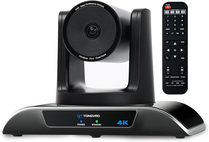 TONGVEO 4K PTZ Camera with AI-Powered Auto-Tracking 5X Digital Zoom USB 3.0