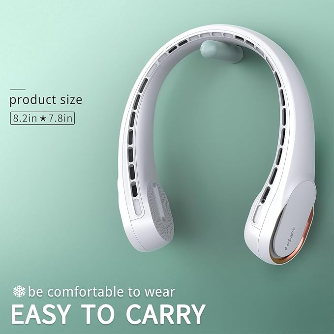 FrSara Neck Fan, Portable Personal Fan Strong Wind, Air Volume, 360° Cooling