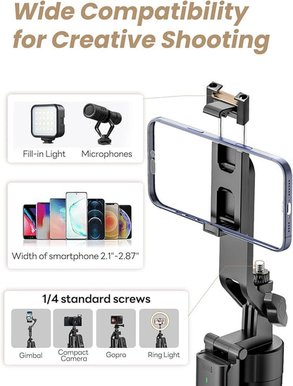 Auto Face Tracking Tripod for iPhone 360°Rotation, Selfie Stick for Android